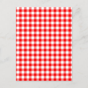 Red and White Gingham Checks Vykort
