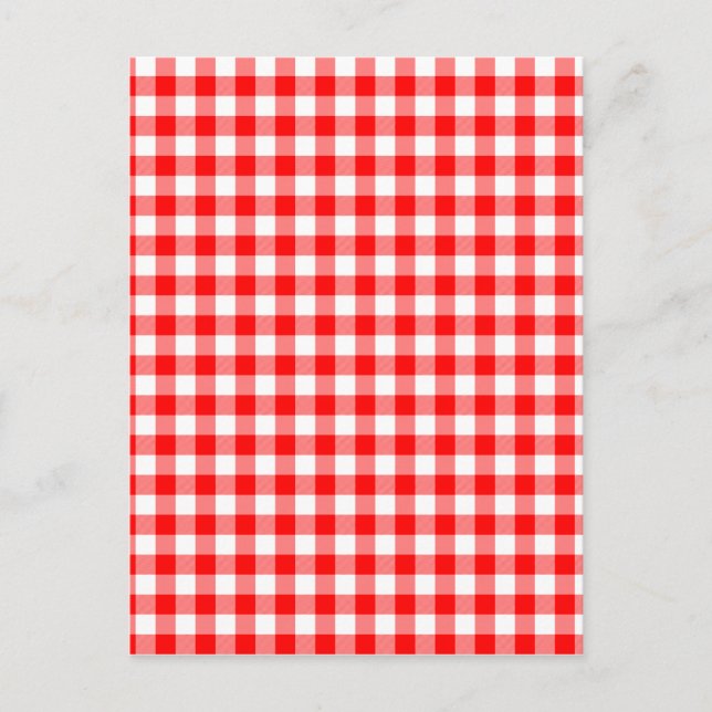 Red and White Gingham Checks Vykort (Framsida)