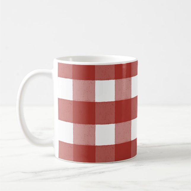 Red and White Gingham Coffee Mugg (Vänster)