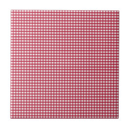 Red and White Gingham Editable Label Kakelplatta