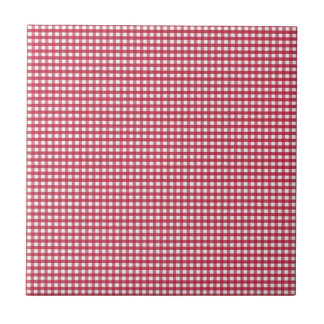 Red and White Gingham Editable Label Kakelplatta