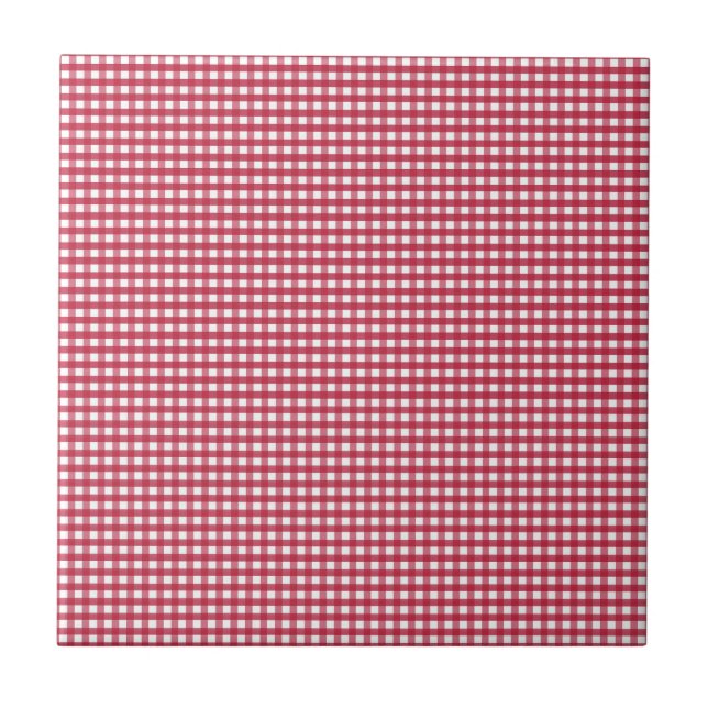 Red and White Gingham Editable Label Kakelplatta (Framsidan)