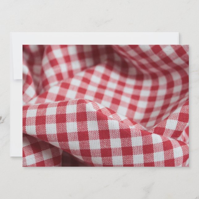 Red and White Gingham Fabric Inbjudningar (Framsida)