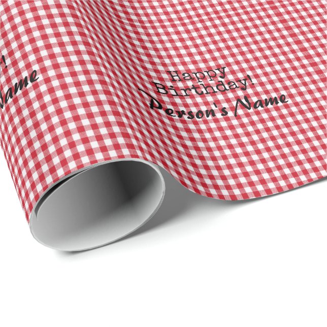 Red and White Gingham - HAMbyWG Wrapping Papper Presentpapper (Rullad Hörn)