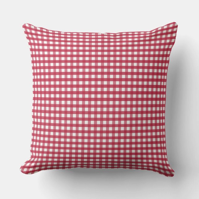 Red and White Gingham Kudde (Framsida)