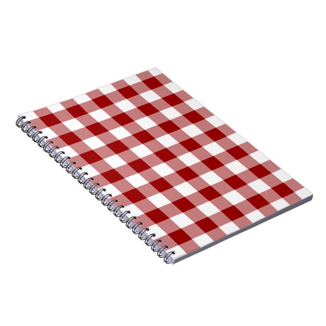 Red and White Gingham Mönster Anteckningsbok (Högra Sidan)