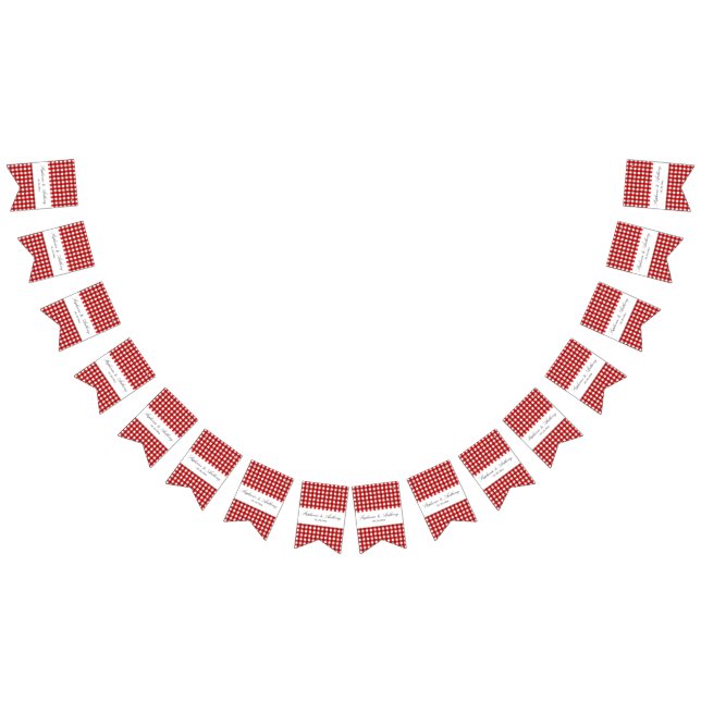 Red and White Gingham Mönster Barbeque Bröllop Vimplar (Alla)