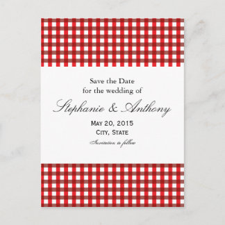 Red and White Gingham Mönster Barbeque Meddelande Vykort