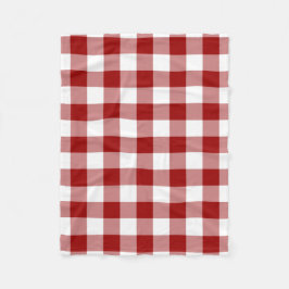 Red and White Gingham Mönster Fleecefilt