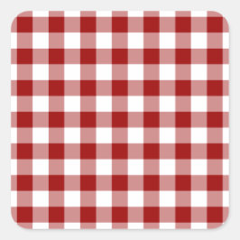 Red and White Gingham Mönster Fyrkantigt Klistermärke