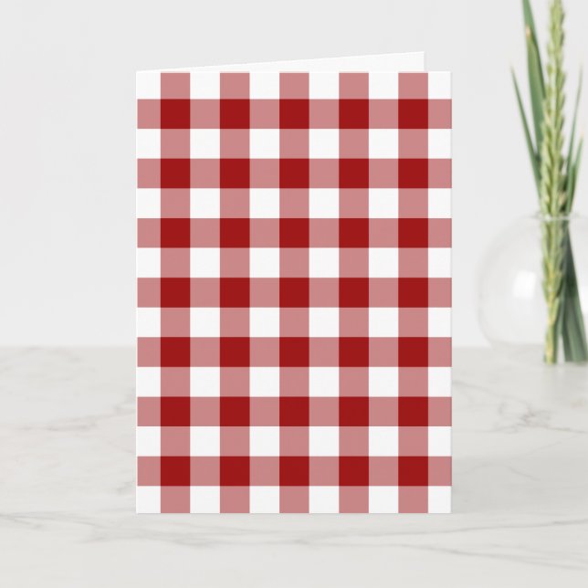 Red and White Gingham Mönster Kort (Framsida)