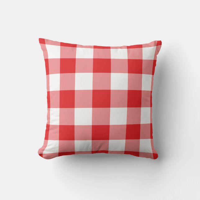 Red and White Gingham Mönster Kudde (Framsida)