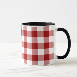 Red and White Gingham Mönster Mugg