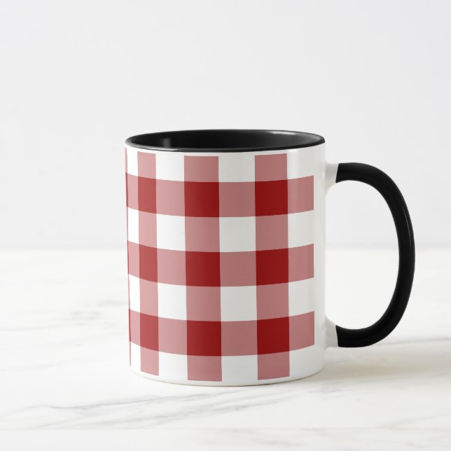 Red and White Gingham Mönster Mugg (Höger)