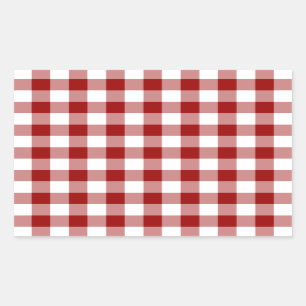 Red and White Gingham Mönster Rektangulärt Klistermärke