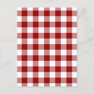 Red and White Gingham Mönster Vykort