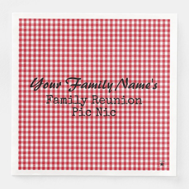 Red and White Gingham Papper Napkins- HAMbyWG Papp Pappersservett (Framsida)