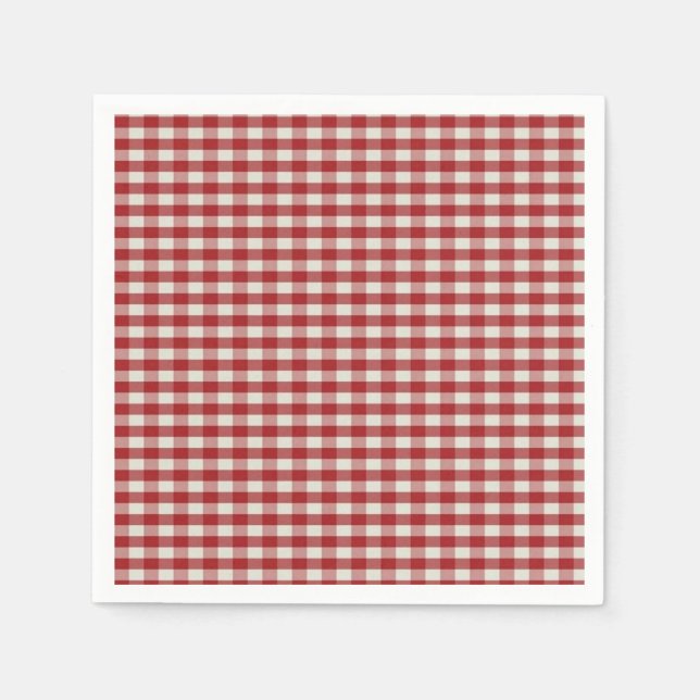 Red and White Gingham Pappersservett (Framsidan)