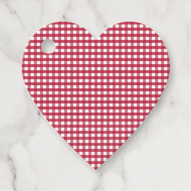 Red and White Gingham Play Gåvor Etiketter (Framsida)