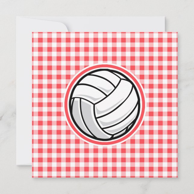 Red and White Gingham; Volleyball Inbjudningar (Framsida)