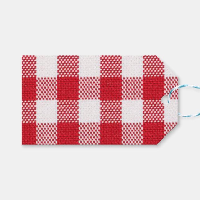 Red and White GinghamTag HAMbyWG Presentetikett (Framsidan (Horisontell))