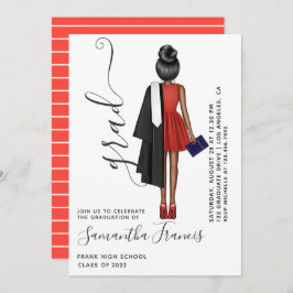 Red and White Girl Studentfest Inbjudningar