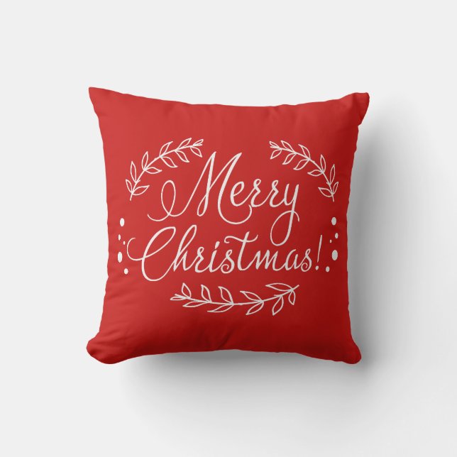 Red and White God jul Pillow Kudde (Framsida)