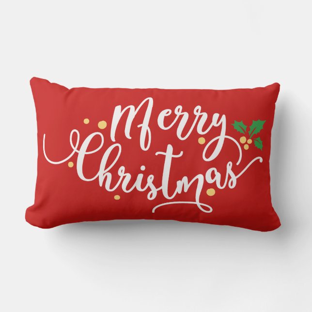 Red and White God jul Pillow Lumbarkudde (Framsida)