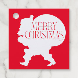 Red and White God jul Santa Silhouette Gåvor Etiketter