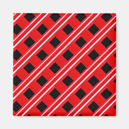 Red and White Grating Mönster Magnet