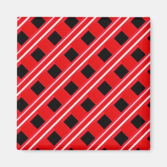 Red and White Grating Mönster Magnet (Framsidan)