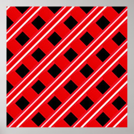 Red and White Grating Mönster Poster