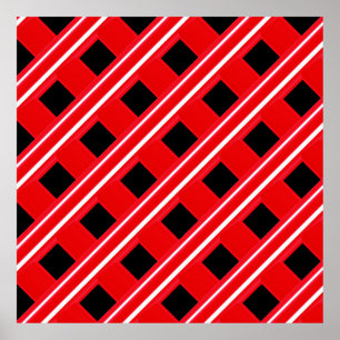 Red and White Grating Mönster Poster