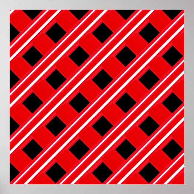 Red and White Grating Mönster Poster (Framsidan)