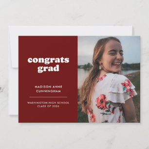 Red and White Gratulerar Grad 2 Photo Studenten Meddelande