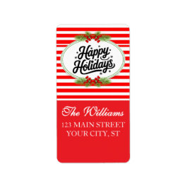 Red and White Happy Holiday Return Address Label Adressetikett