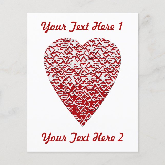 Red and White Heart. Mönstrad hjärtdesign. (Framsida)