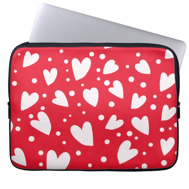 Red and White Heart Pattern | Cute Valentine Love  Laptop Fodral (Framsidan)
