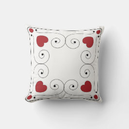 Red and White Heart Pillow Kudde