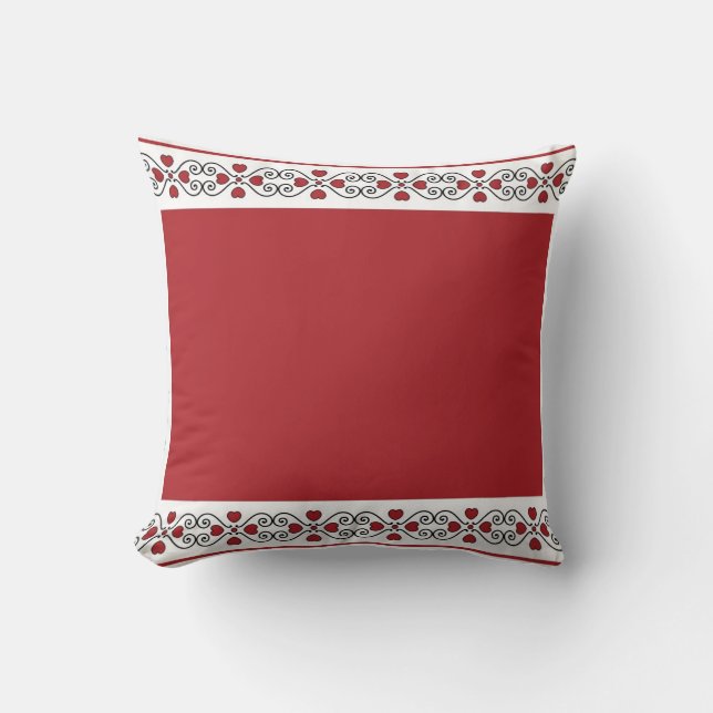 Red and White Heart Pillow Kudde (Framsida)