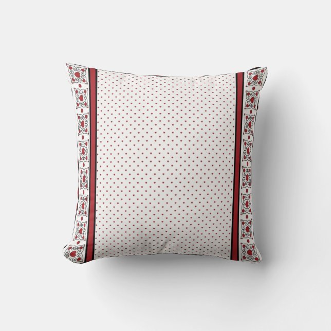 Red and White Heart Pillow Kudde (Framsida)