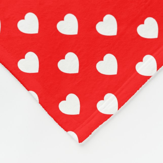 Red and White Heart Polka Dot Mönster Fleecefilt (Hörn)