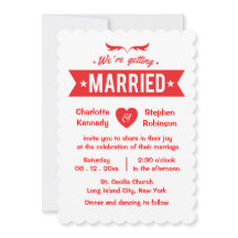 Red and White Heart Vi Gifta sig Bröllop