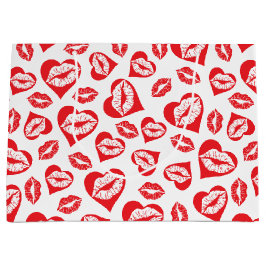 Red and White Hearts and Kisses