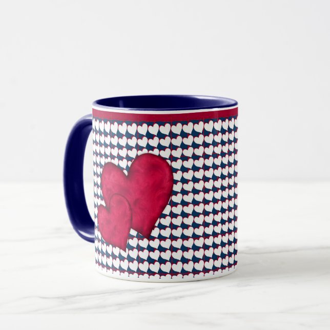 Red and White Hearts Mugg (Framsida vänster)