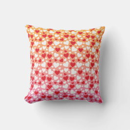 Red and White Hearts Pattern Throw Pillow Kudde