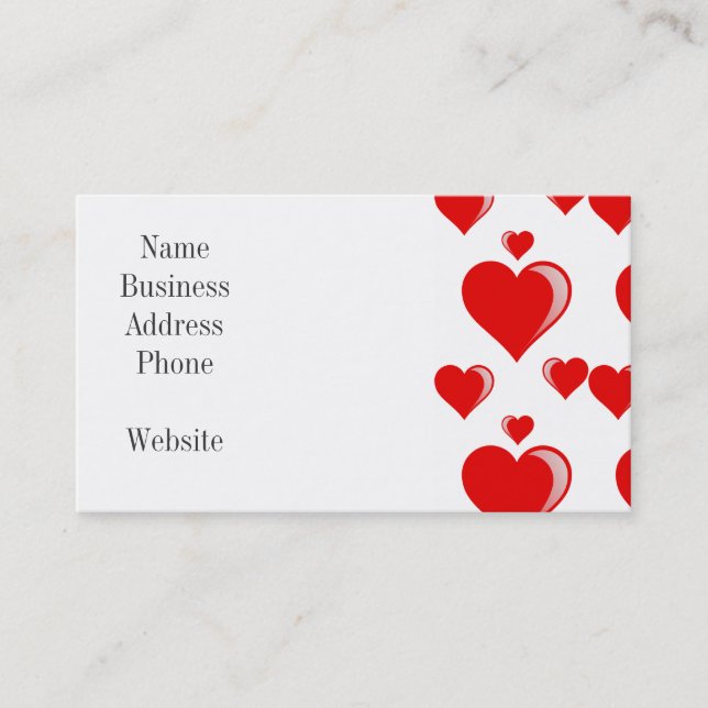 Red and White Hearts Valentine Day Mönster Visitkort (Framsida)