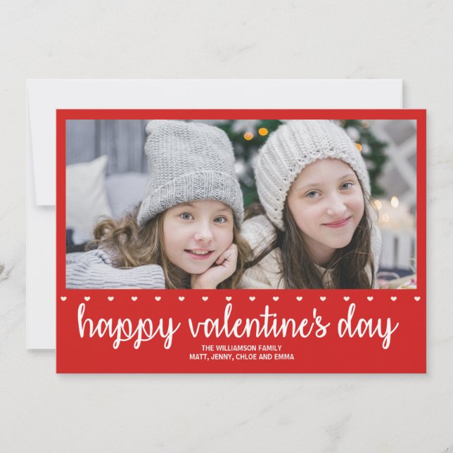 Red and White Hearts Valentine Photo Cards Julkort (Framsida)