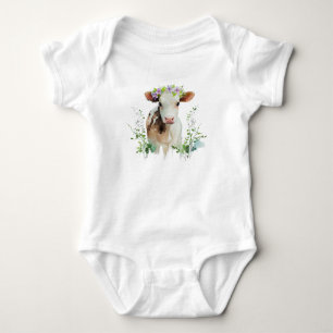 Red and White Heifer (Cow) with Flowers T Shirt