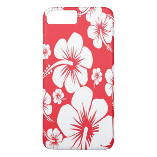 Red and White Hibiscus Hawaiian Print